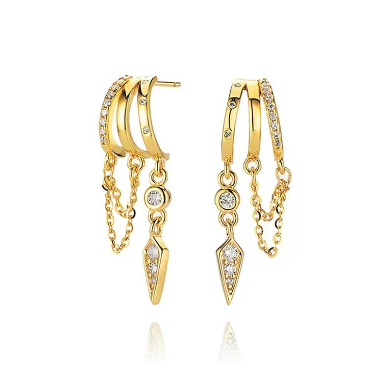Moissanite earrings for women, tassel long style, full diamond water drop, stylish trend, sweet and cool style earrings manufacturer