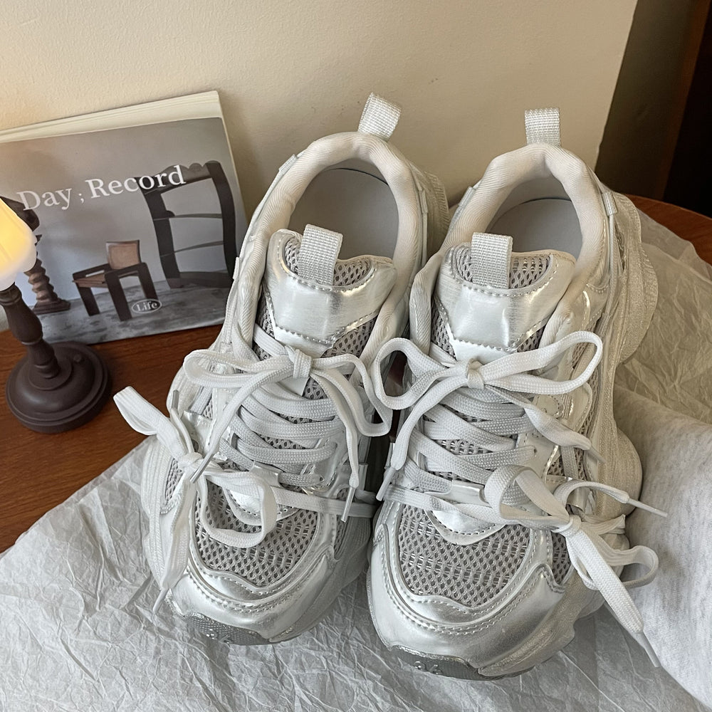 Hong kong style retrobest selling dad shoes for women 2026new arrival small breathable round toe lightweight thick sole dirty sneakers