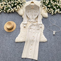 Xiaoxiangfeng two-piece set women's fall and winter styleeasiest for match metal buckle lapel knittingtops tight hip-covering skirt