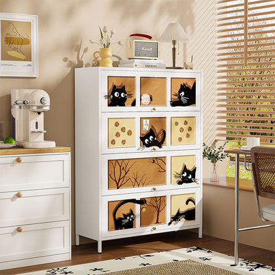 Medieval style steel bookshelf floor-standing storage rack bedroom living room storage all-in-one cabinet iron bookcase storage cabinet