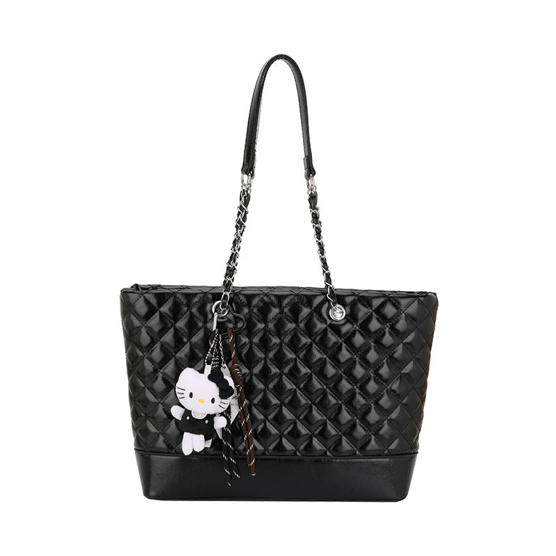 Large capacity retro diamond quilted chain women's bag autumn/winter solid color commuter tote cross-border new small chanel-style shoulder bag