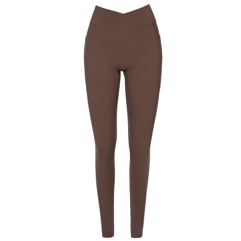 Lulu nude high waist shaping yoga pants double tummy control peach butt pants double flap pocket pants fitness sports pants wholesale