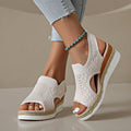 Wish  new arrival  fashion tie back fish mouth thick sole fly weaving casual women's sandals 43 size cross-border plus size