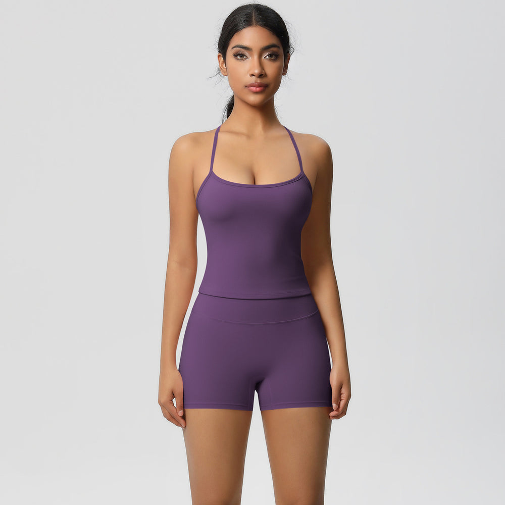 new arrivalpure color suspender beautiful back sports bra suithigh waist hip lifting running fitness yoga suit for women