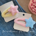 Star plush hair clip - large bb clip for women's side bangs and flyaways - cute kids' hair accessories - autumn/winter sweet style
