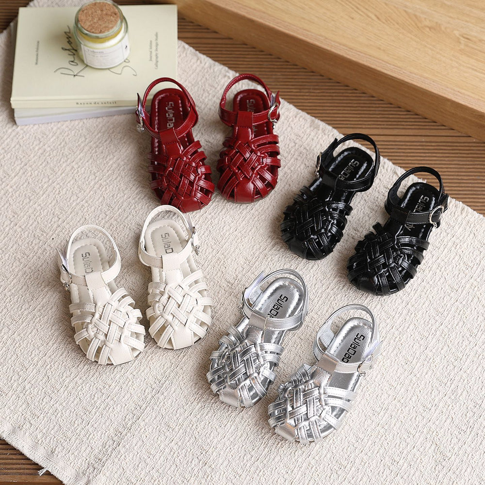 Custom girls' sandals - new summer collection: closed-toe roman sandals for little girls, breathable, non-slip beach shoes, kids' footwear