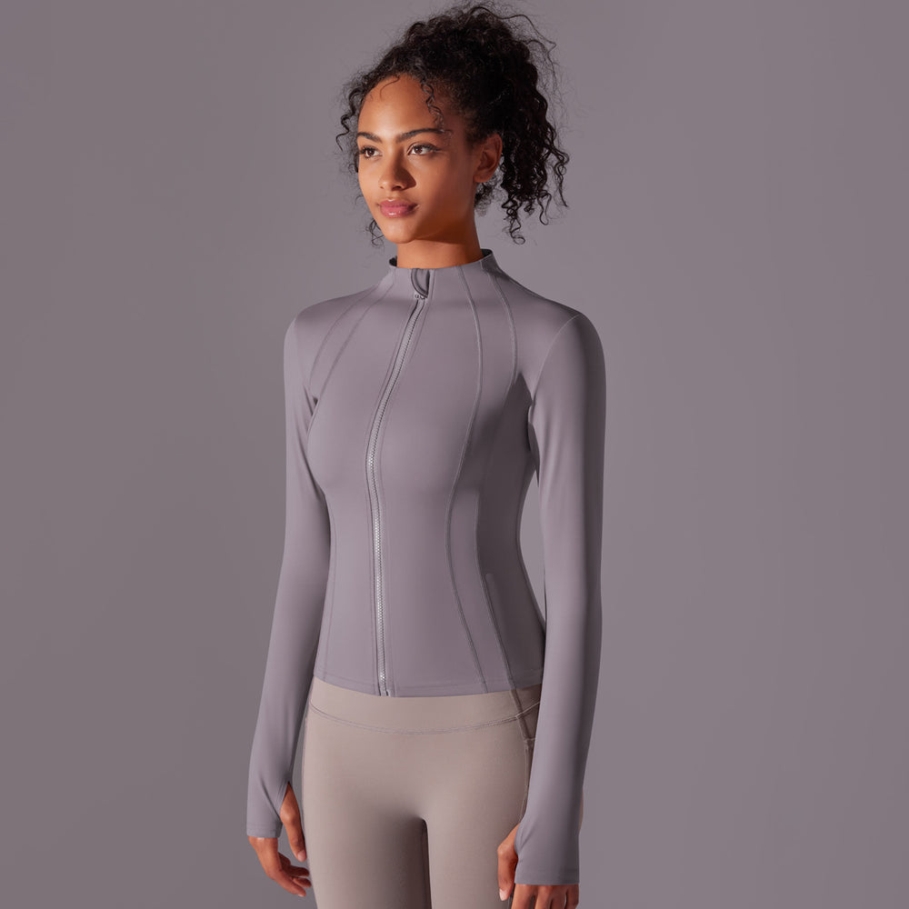 New zippered yoga jacket, barely-there feel, compression sports top for women, slimming and figure-flattering, long sleeve fitness apparel, customization available