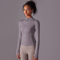 New zippered yoga jacket, barely-there feel, compression sports top for women, slimming and figure-flattering, long sleeve fitness apparel, customization available