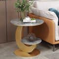 Accessible luxury slate sofa side table casual modern double-layer corner table small round table creative balcony coffee table bedside table round table