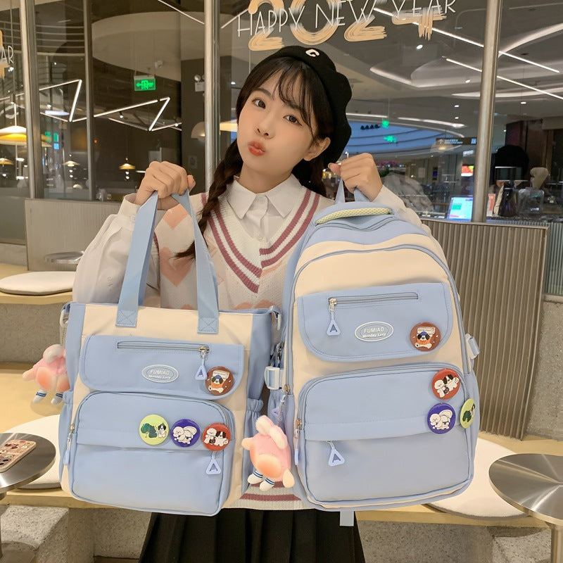 New middle and high school student schoolbag large-capacity backpack simple leisure burden reduction backpack handbag tutoring bag