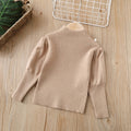 Women's kidssweaterwinterhigh collar puff sleeve bottom shirtpure colorsweatercasualeasiest for matchtops