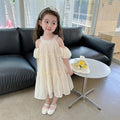 New girls' summer dress : stylish off-the-shoulder sundress for baby girls, princess-style children's formal dress