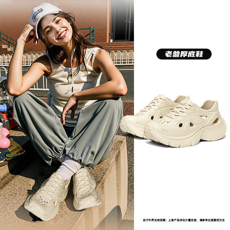 Women's clogs: 2025 new summer styles - breathable, versatile, chunky platform, height-boosting, dad shoes, sandals for women's outdoor wear