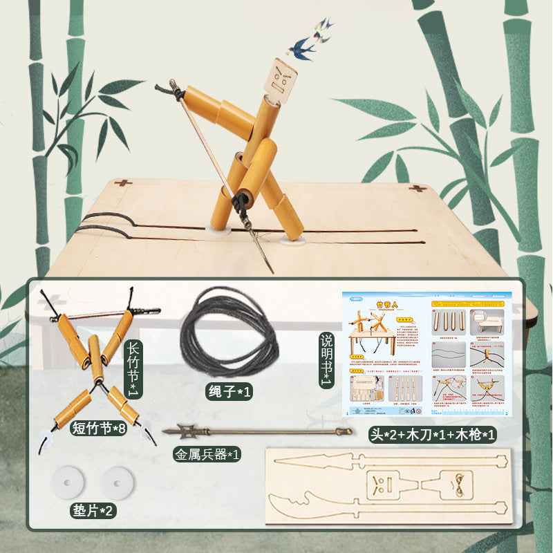 Primary school students handmade bamboo double interactive wooden desktop battle toys sixth grade teaching materials wholesale