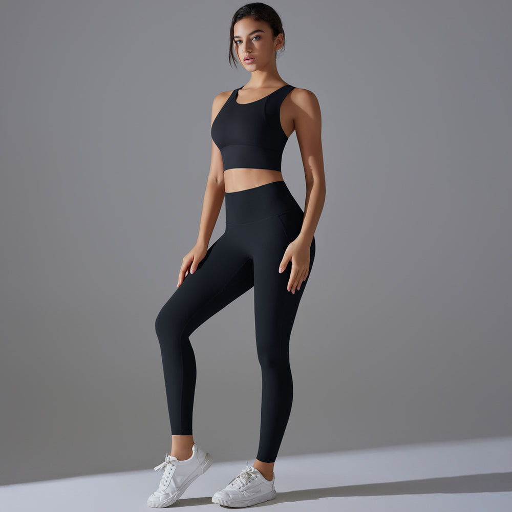 New arrivalpure color free underwear fixed cup beautiful back sports yoga suit tight high elastic fitness antibacterial yoga clothes
