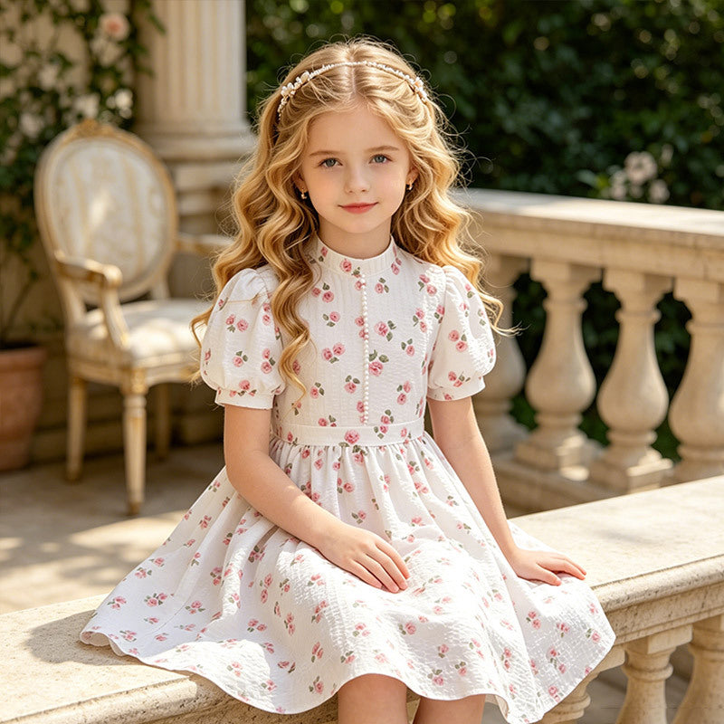 girls' dresses summer toddler  new floral print dress summer outfit kids girls chic princess dress