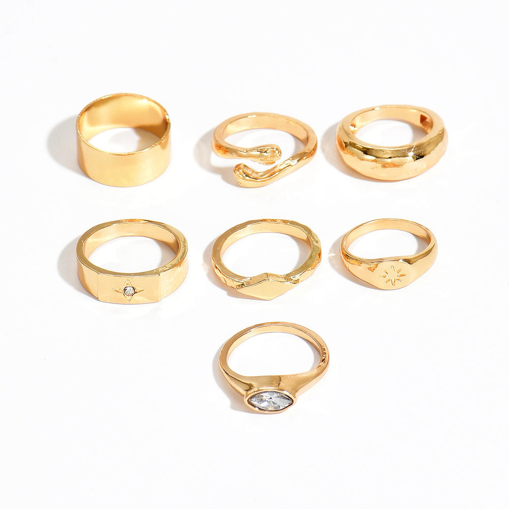 European and american cross-border jewelry retro simple eight-pointed star ring female stylish alloy cold wind face knuckle ring