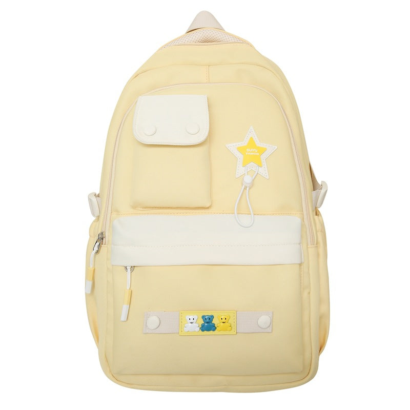 New ins college style large-capacity schoolbag Japanese simple  style backpack solid color value student bag