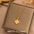 Simple elegant four-leaf flower jewelry suit four-leaf clover laser titanium steel plum blossom fashioneasiest for matchpopular trendy jewelry