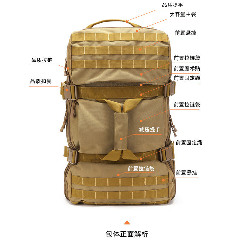 Outdoor backpack, large capacity rucksack outdoor travel hiking large capacity backpack shoulder crossbody portable