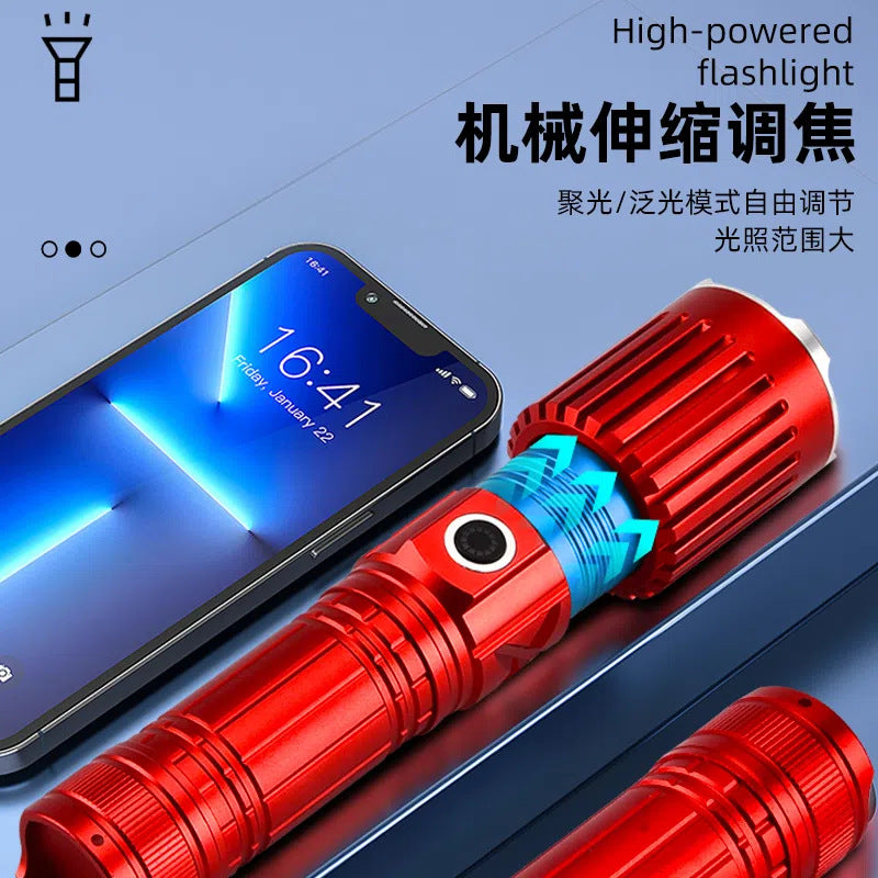 Internet celebrity small steel cannon strong light flashlight charging bright, portable multi-function white laser led work lighting flashlight