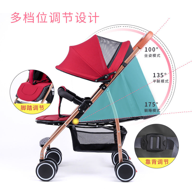 C baby stroller high view can sit and lie down lightweight foldable shock absorber umbrella stroller kids four-wheel baby stroller