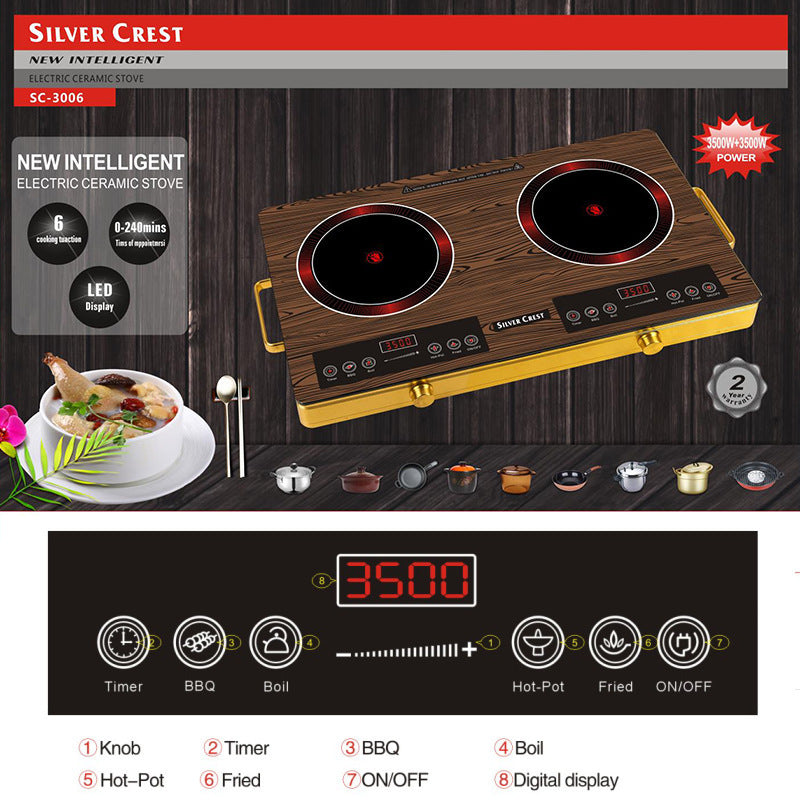 export eu/us/uk plug multifunctional double burner ceramic cooktop high power 3500w light wave oven electric hot plate