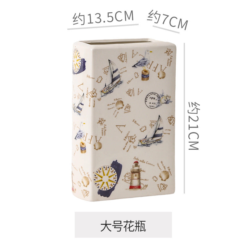 Ceramic vase flower arrangement ornament desktop decoration creative unique book-shaped decorative vessel living room entryway dining table vase