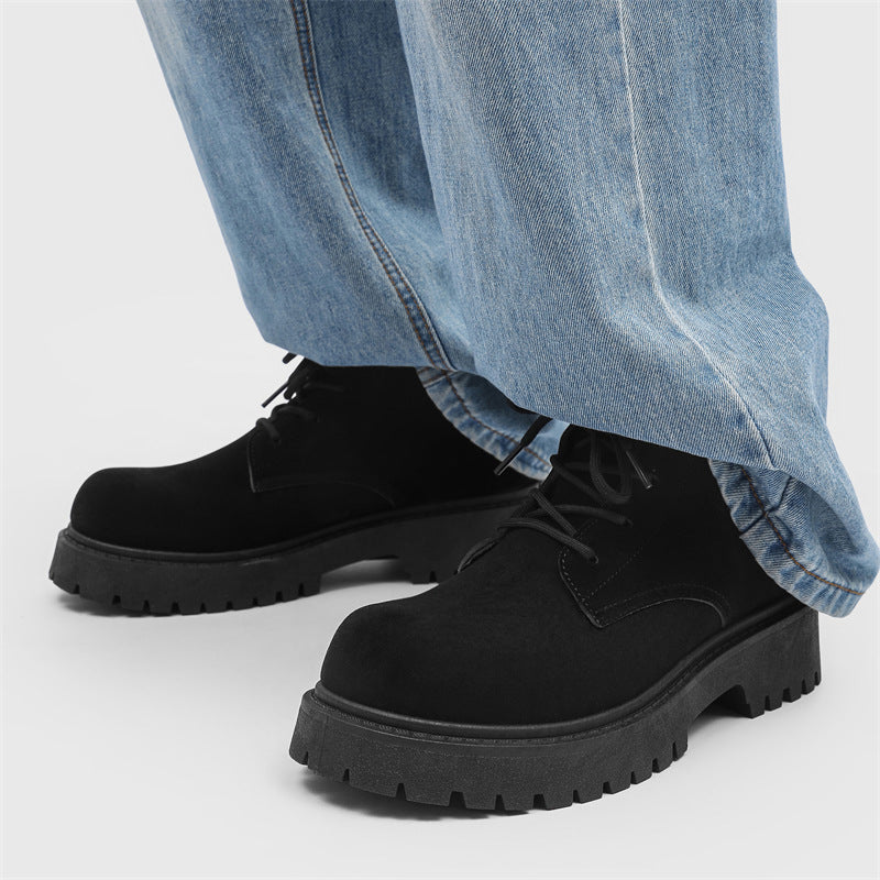 Derby shoes springnew arrivalhigh-top thick sole big toe boots retro suede workwearfashiontrendy rhubarb boots