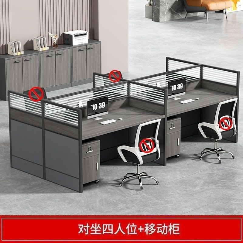Office desk and chair set, staff workstation, desk, single/double desk, partitioned desk, soundproof desk - clearance sale