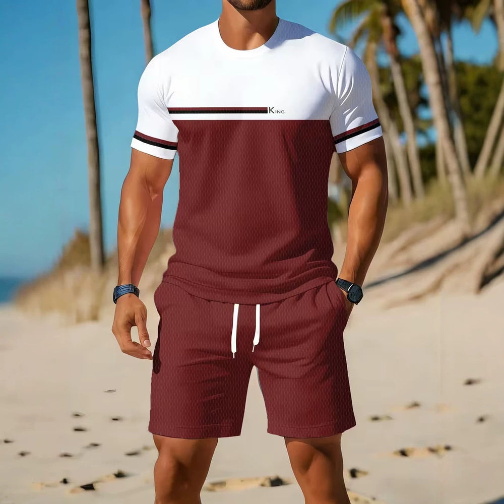 men's short-sleeve and shorts set, casual sportswear set, 3d printed cross-border hot seller, dropshipping available