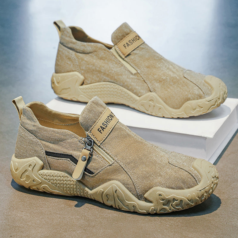 Canvas men's shoes spring breathable old beijing cloth shoes slip-on driving men sports casual trendy shoes student shoes
