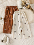 hot-selling girls' corduroy bow embroidered casual pants - cross-border exclusive two-piece set