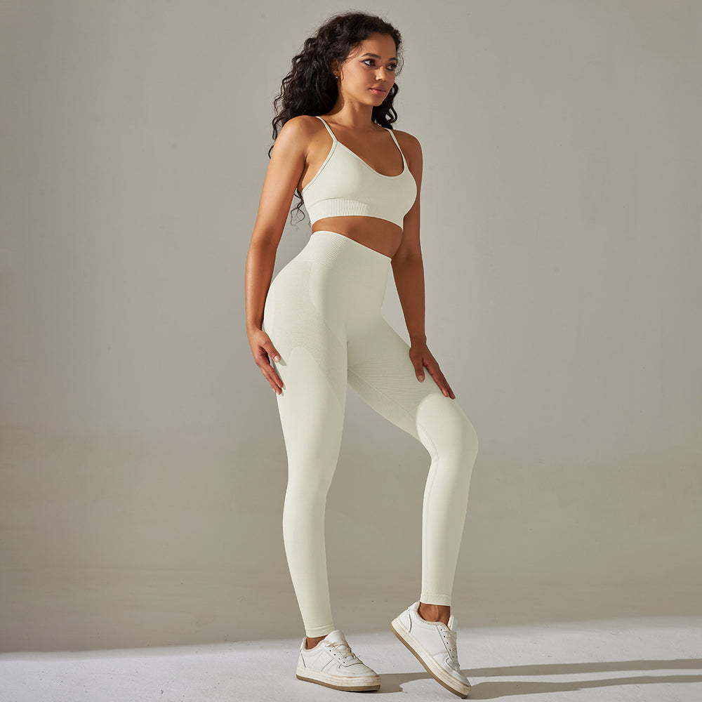 fashion seamless knittingpure color back belly tightening butt lifting intimates yoga suit running fitness nine-point pants