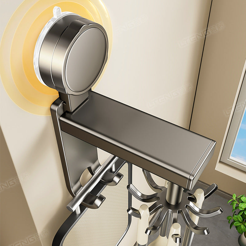 Strong suction cup kitchen rotate hook storage rack nail-free wall-mounted rack spatula spoon kitchen utensil storage artifact