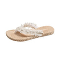 Casual vacation flip-flops for women, new summer outdoor wear, pearl tassel flat flip-flops, non-slip sandals for women