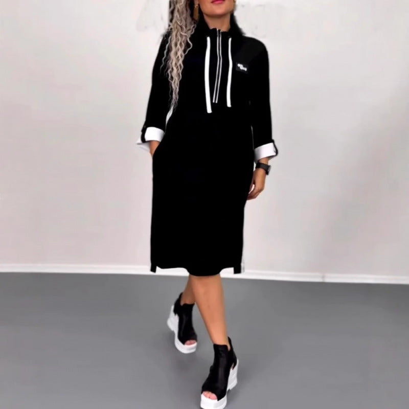 fall/winter new arrival: cross-border european and american style casual turtleneck long sleeve dress for women