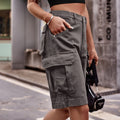 Wish summer european and american style women's clothing cross-border e-commerce  new elastic waist denim cargo shorts trendy