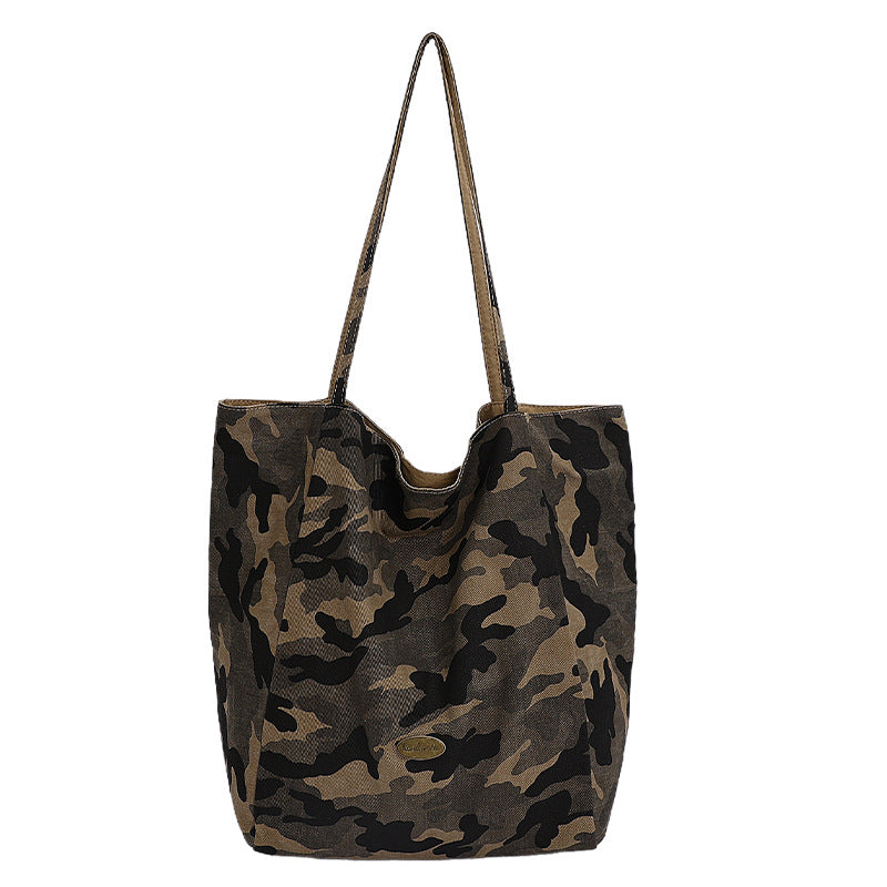 Casual large-capacity camouflage shoulder bag double-sided backpack autumeasiest for matchniche style shoulder bag relaxed handbag