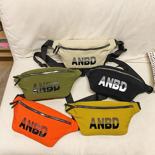 Cross-border sports cycling breast bag, men's and women's solid color multi-functional fanny bag, small satchel, versatile casual Oxford cloth shoulder bag.
