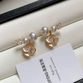 Sterling silver needle drop glaze camellia earrings gentle elegantclassy champagne pearl element sense of design sparkling zircon earrings