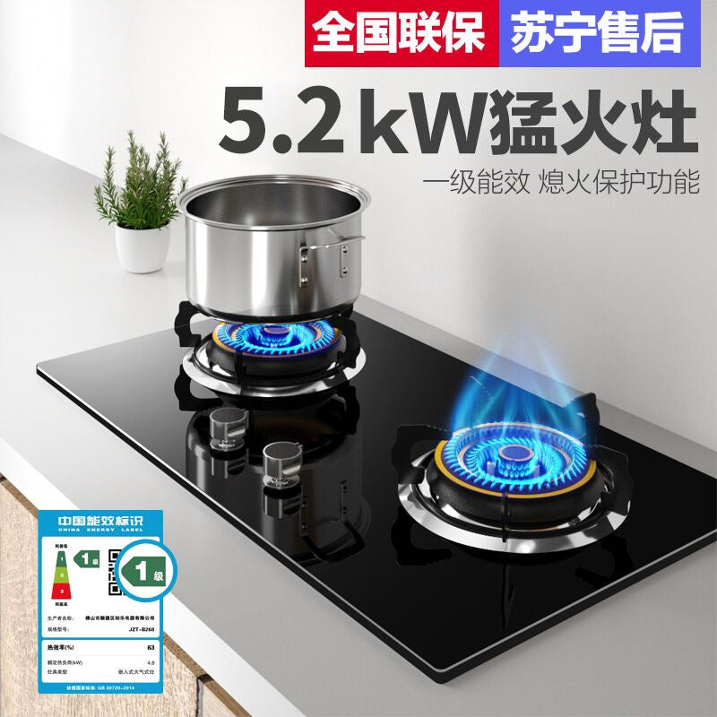 Wholesale high-power nine-burner gas stove, home use double burner cooktop, built-in/free-standing dual-purpose gas stove, natural gas double burner