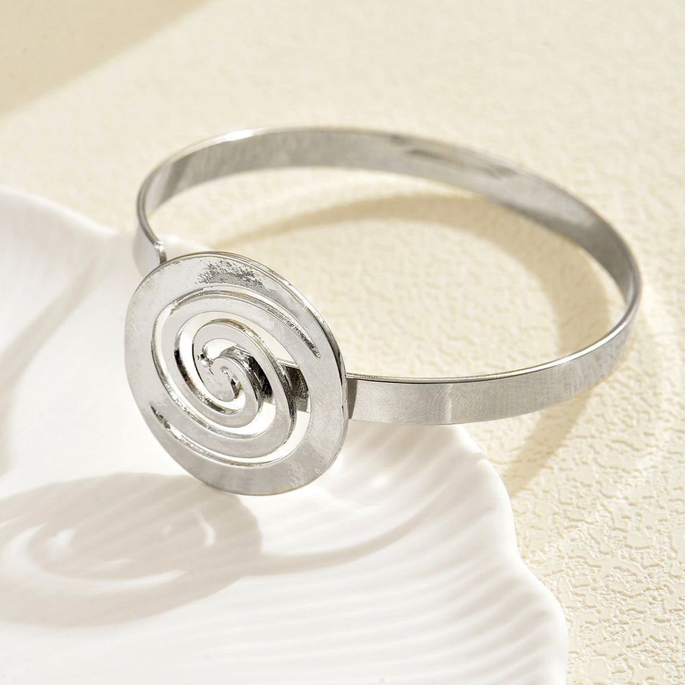Open bangle wholesale - european & american cross-border trendy jewelry - geometric spiral high-end bracelet - women's statement alloy bangle