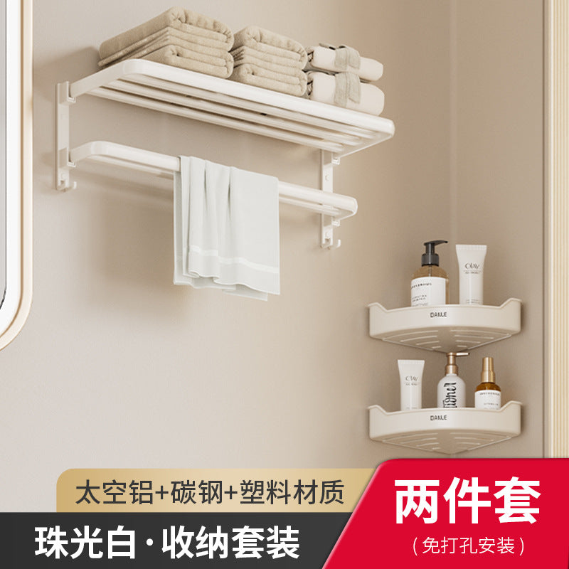 White bathroom rack No punching toilet Suction cup Wall-mounted toilet Wash table Storage corner triangular basket