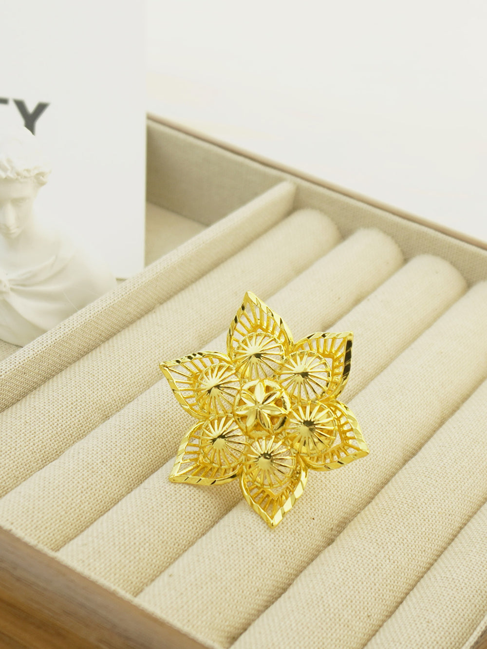 new arrivalflorals leaf design rotate flower fashion cut out ring bridal wedding birthday party gift