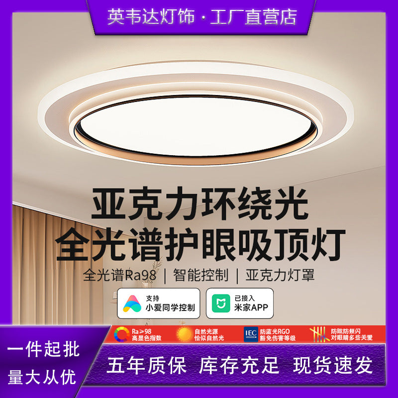 Full spectrum led eye-care ceiling light - modern minimalist ultra-thin bedroom fixture - master bedroom 2025 new round design