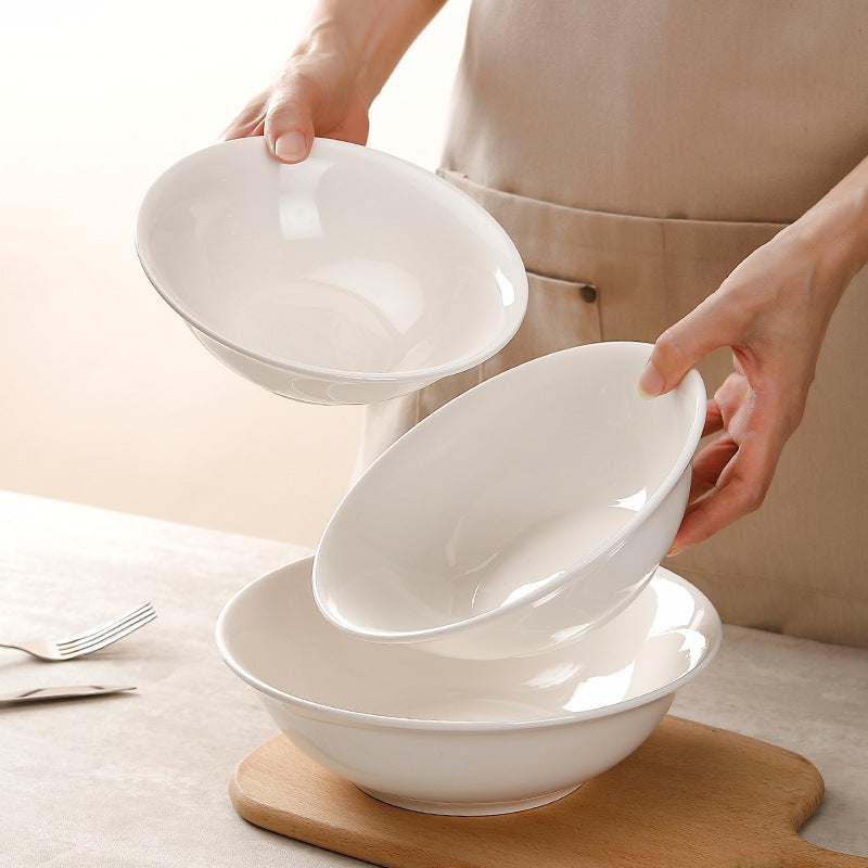 Wholesale pure white ceramic hat bowl for home soup bowl microwave oven can be used thickened oven mitts hotel processing lg
