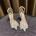 Women's sandals summer 2023 new rhinestone hollow butterfly bridesmaid shoes high heels fairy pointed toe single shoes women's stiletto heels