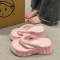 New women's platform flip-flops: summer outdoor wear, korean style, trendy home slippers, soft sole, letter eva sandals