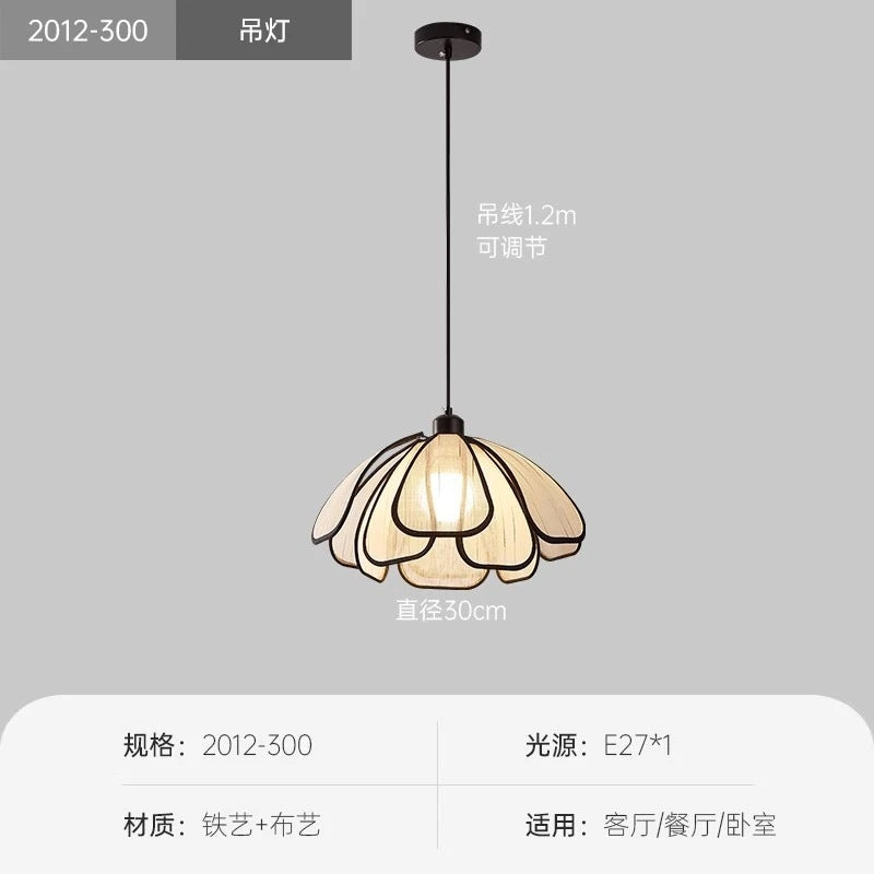 French cream style petal chandelier adjustable restaurant light, vintage retro petal lamp, high-end dining table lamp for dining room